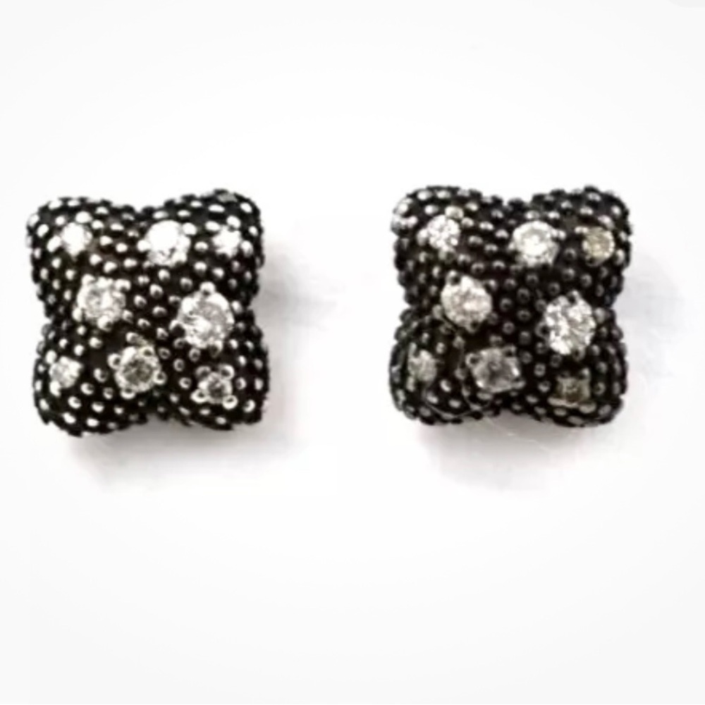David Yurman Midnight Melange Diamond Stud Earrings .925 - Picture 8 of 8